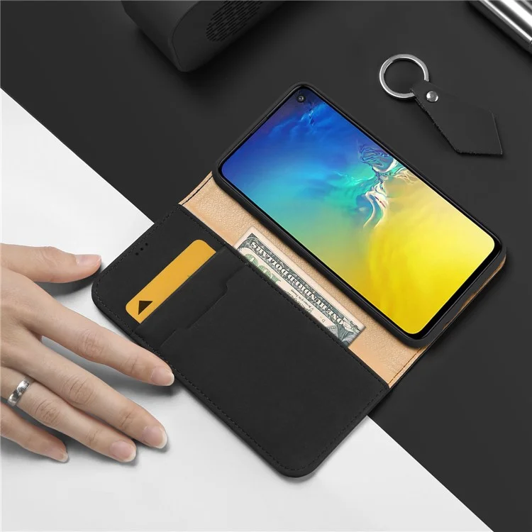 DUX DUCIS Wish Series для Samsung Galaxy S10e Чехол-кошелек из натуральной кожи со стойкой (сертифицирован CNAS / CMA) - черный