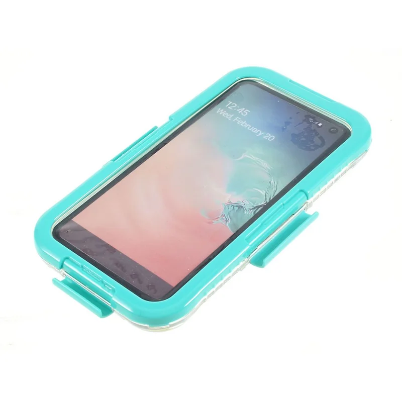 10m Underwater IP68 Waterproof Mobile Cover for Samsung Galaxy S10e Dirt / Dust / Snow Proof Case - Cyan