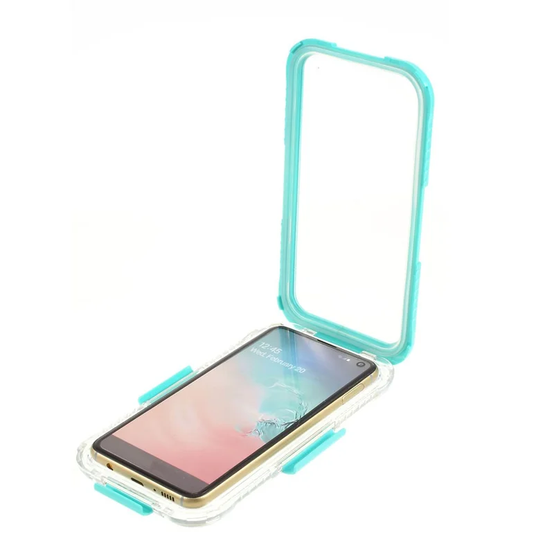 10m Underwater IP68 Waterproof Mobile Cover for Samsung Galaxy S10e Dirt / Dust / Snow Proof Case - Cyan