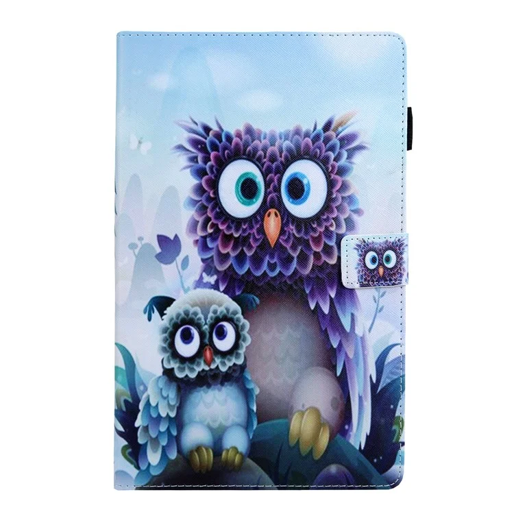 Animal Series Patterned Leather Card Holder Case for Samsung Galaxy Tab A 10.5 (2018) T590 T595 T597 - Owls