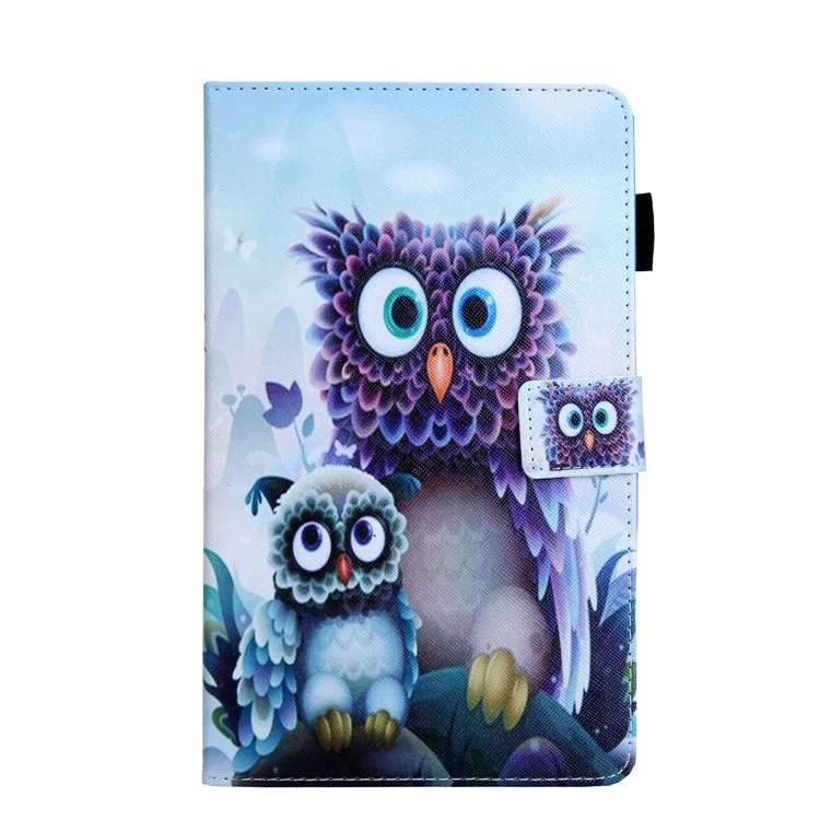 Couverture de Tablette en Cuir à Motifs D'animaux Pour Samsung Galaxy Tab A 8.0 (2017) T380 / T385 - Hibou
