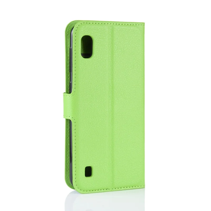 Litchi Skin PU Leather Wallet Mobile Phone Case for Samsung Galaxy A10 - Green