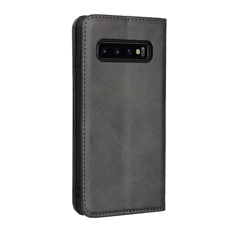 Automatisch Absorbiertes Leder-brieftaschenstand Hülle Für Samsung Galaxy S10 - Schwarz