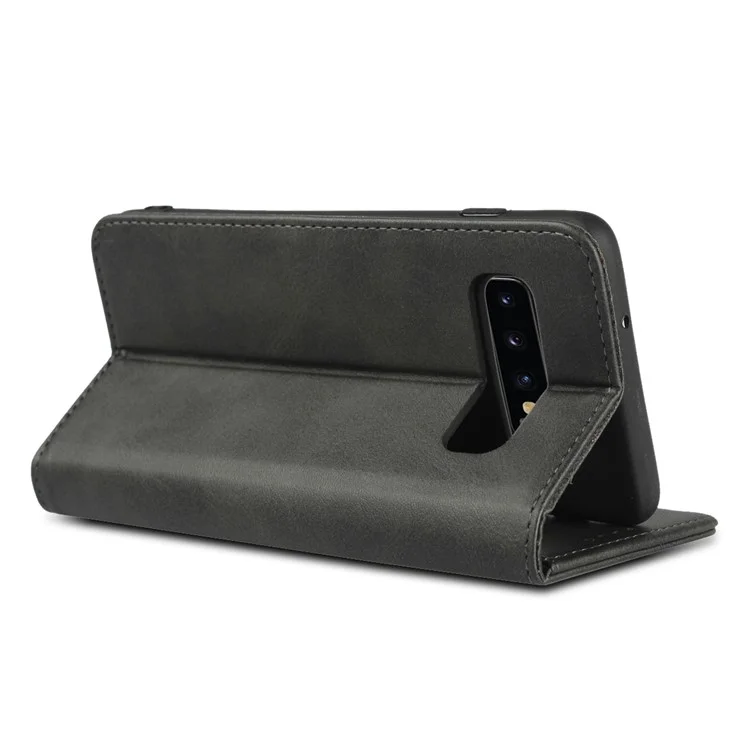 Automatisch Absorbiertes Leder-brieftaschenstand Hülle Für Samsung Galaxy S10 - Schwarz