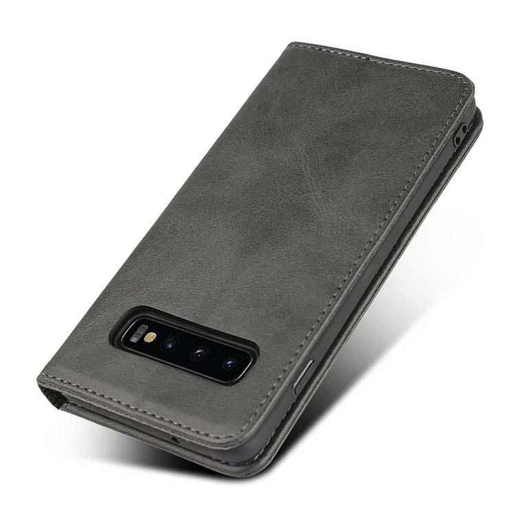 Automatisch Absorbiertes Leder-brieftaschenstand Hülle Für Samsung Galaxy S10 - Schwarz