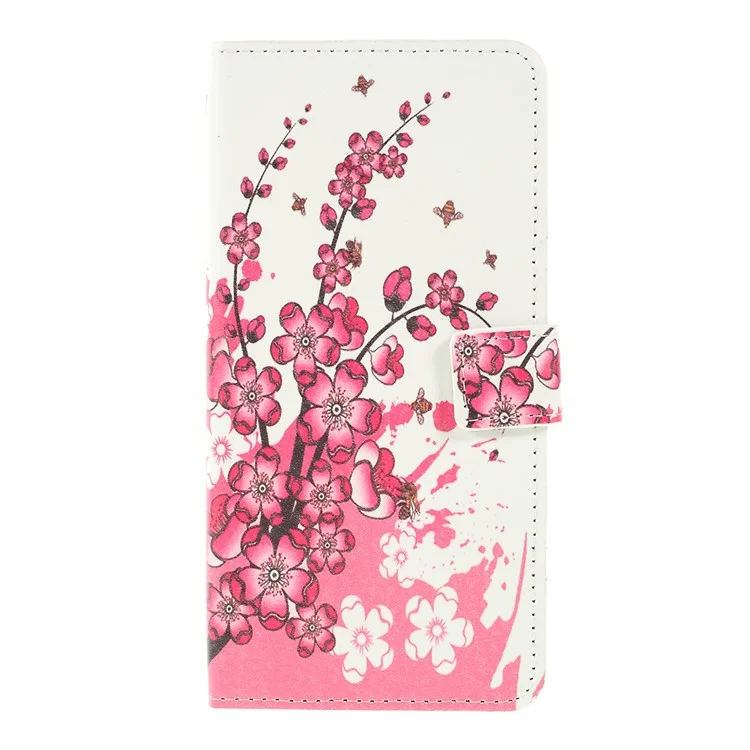 Modèle D'impression PU en Cuir Cellulaire de Téléphone Portable Pour Samsung Galaxy A10 - Fleur de Prune