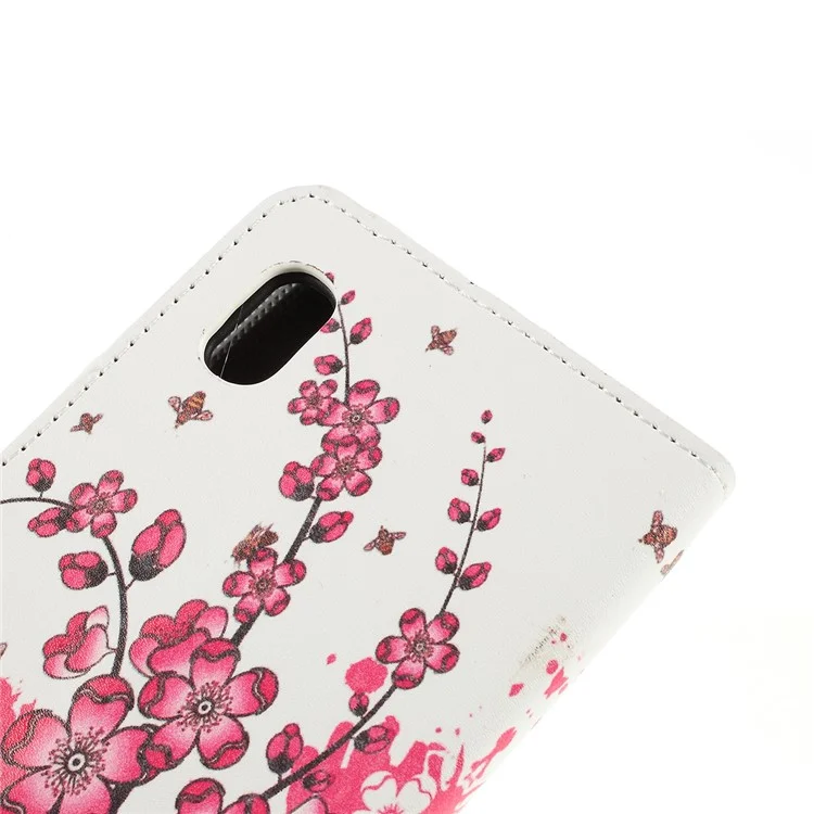 Modèle D'impression PU en Cuir Cellulaire de Téléphone Portable Pour Samsung Galaxy A10 - Fleur de Prune