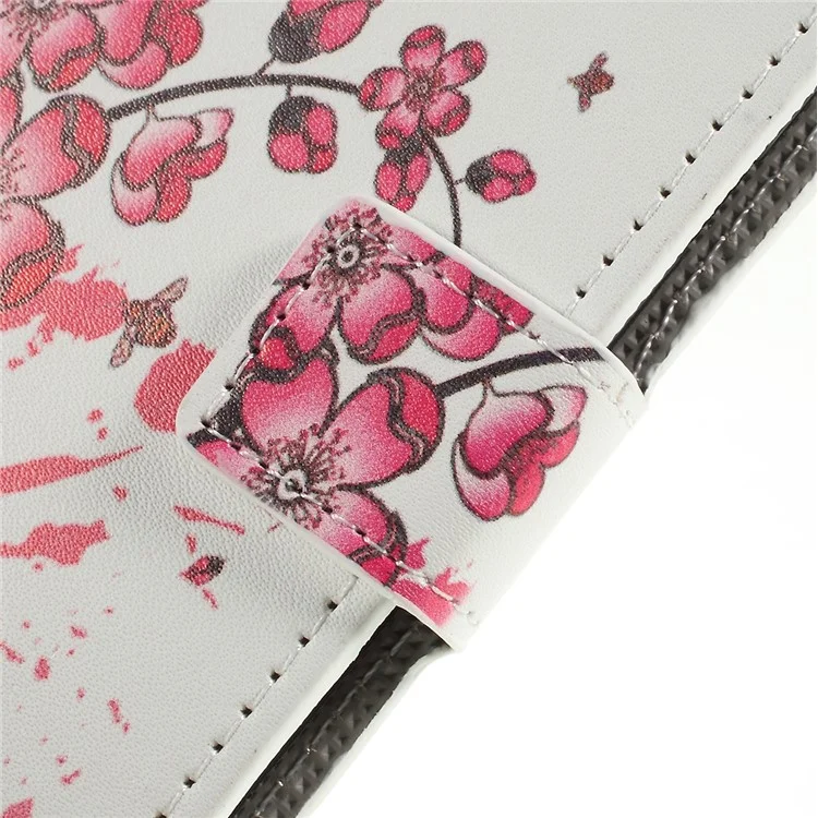 Pattern Printing PU Leather Cell Phone Casing for Samsung Galaxy A10 - Plum Blossom