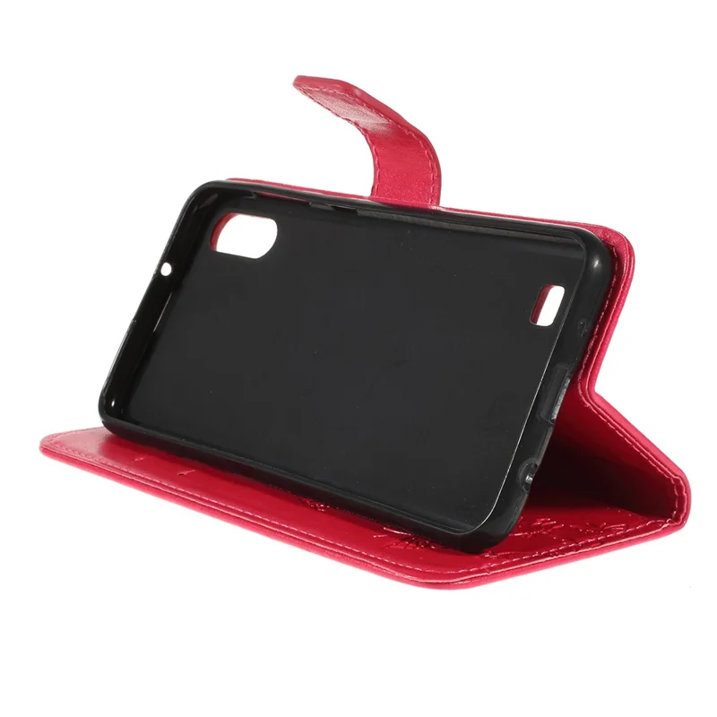 Imprint Butterfly Flower PU Leather Flip Stand Phone Case for Samsung Galaxy A10 - Rose