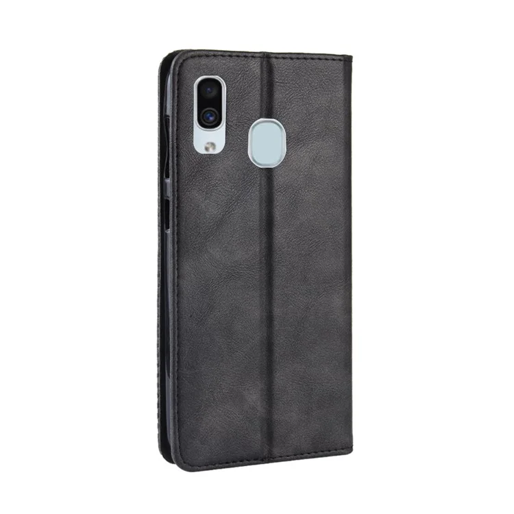 Auto-absorbierte Vintage-Leder-Geldbörsen-Gehäuseabdeckung Für Samsung Galaxy A40 - Schwarz