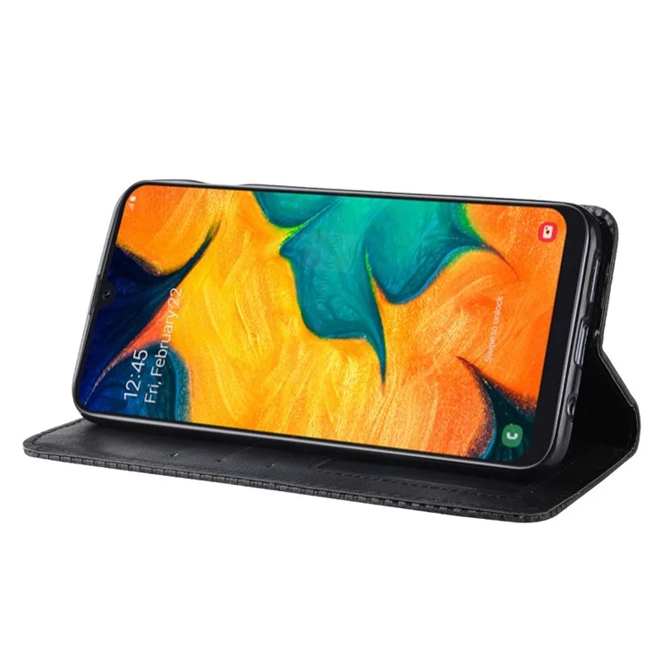 Auto-absorbierte Vintage-Leder-Geldbörsen-Gehäuseabdeckung Für Samsung Galaxy A40 - Schwarz