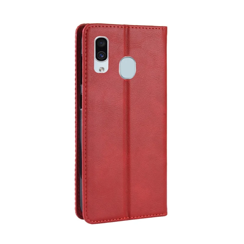 Auto-absorbed Vintage Leather Wallet Case Cover for Samsung Galaxy A40 - Red