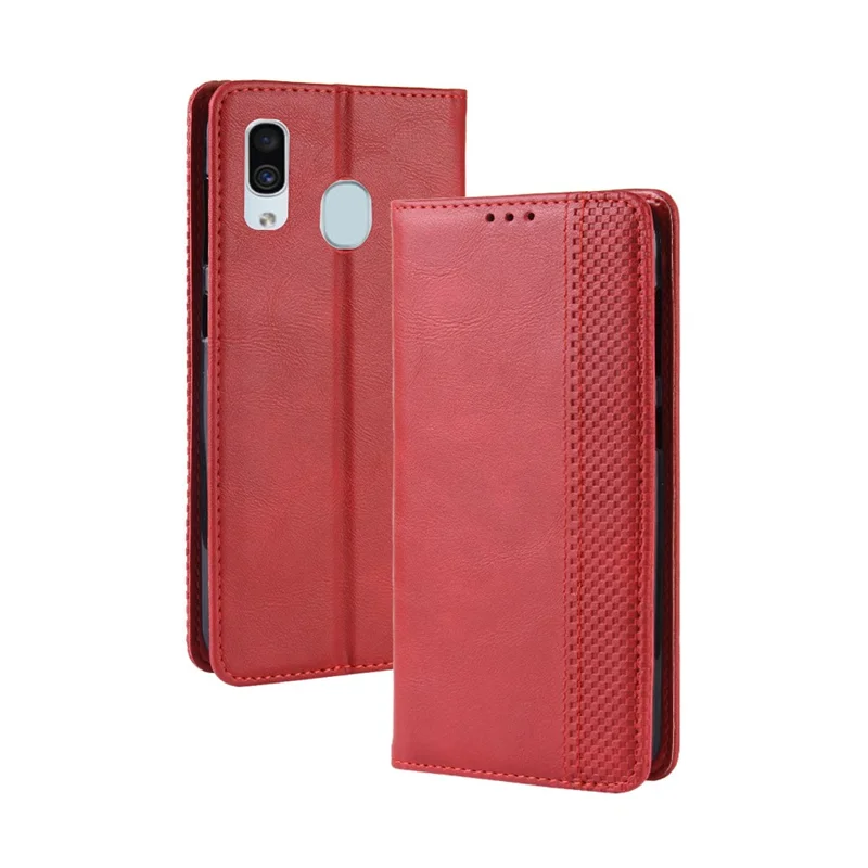 Auto-absorbed Vintage Leather Wallet Case Cover for Samsung Galaxy A40 - Red