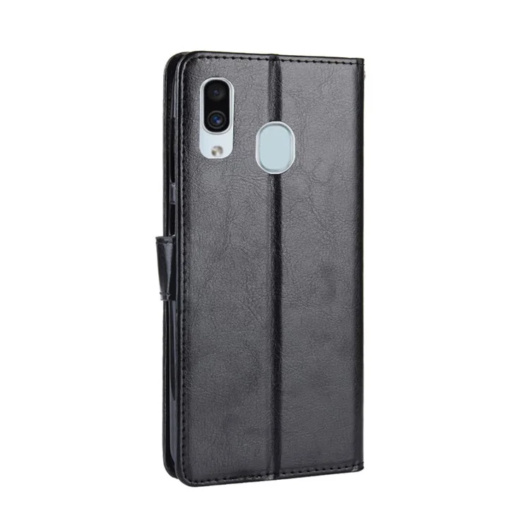 Crazy Horse Horse Wallet Защита Кожа Для Samsung Galaxy A40 - Черный