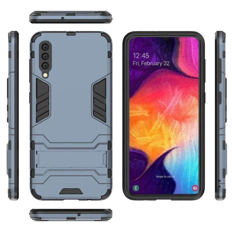 Cool Guard Hybrid PC TPU Cell Phone Case with Kickstand for Samsung Galaxy A50 / A50s / A30s - Dark Blue