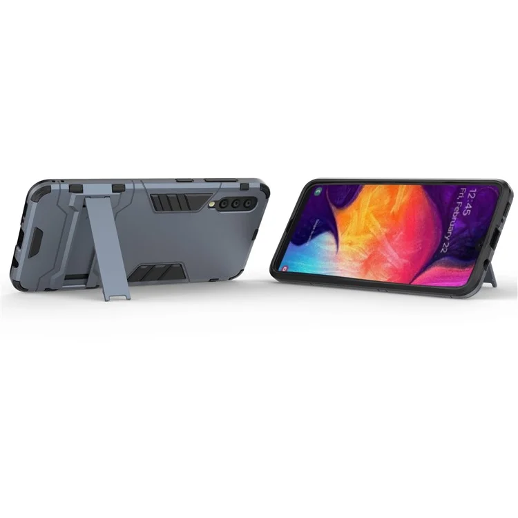 Cool Guard Hybrid PC TPU Cell Phone Case with Kickstand for Samsung Galaxy A50 / A50s / A30s - Dark Blue