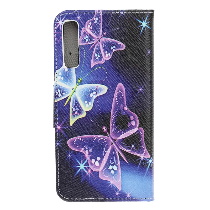 Pattern Printing Cross Texture Leather Wallet Case for Samsung Galaxy A70 - Vivid Butterflies