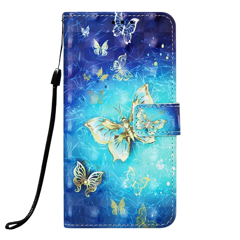 Pattern Printing Leather Wallet Stand Case for Samsung Galaxy A10 - Butterfly Pattern