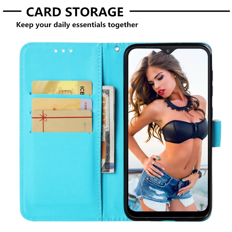 Pattern Printing Leather Wallet Stand Case for Samsung Galaxy A10 - Butterfly Pattern