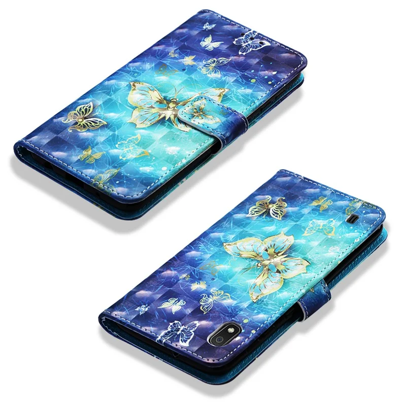 Pattern Printing Leather Wallet Stand Case for Samsung Galaxy A10 - Butterfly Pattern