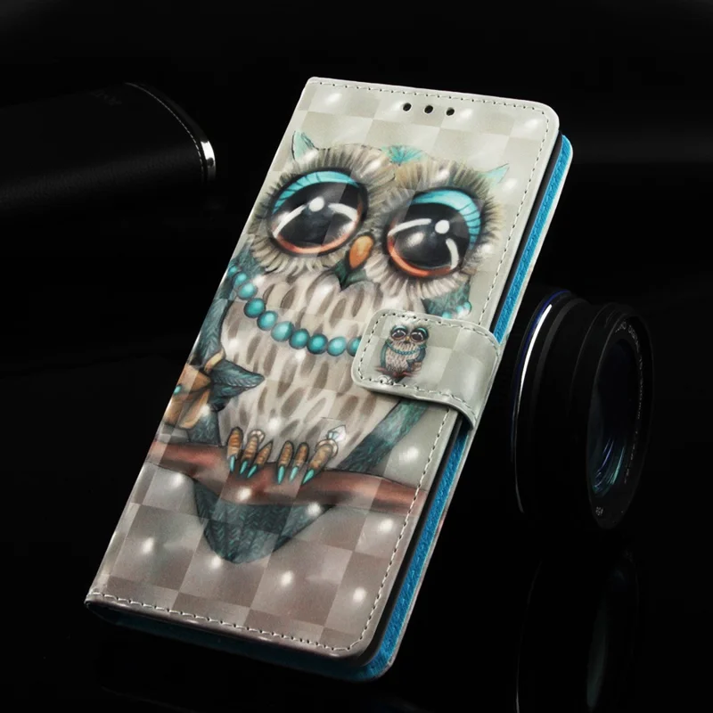 Pattern Printing Wallet Stand Leather Cover for Samsung Galaxy A20/A30 - Adorable Owl