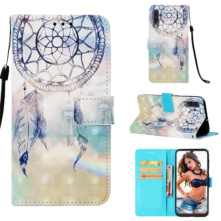 Custodia Del Portafoglio in Pelle da Stampa Motivano Per Samsung Galaxy A50 / A50 / A30 - Feather Dream Catcher