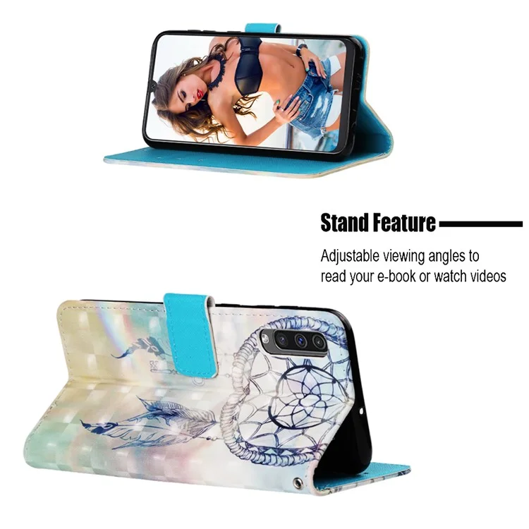 Custodia Del Portafoglio in Pelle da Stampa Motivano Per Samsung Galaxy A50 / A50 / A30 - Feather Dream Catcher