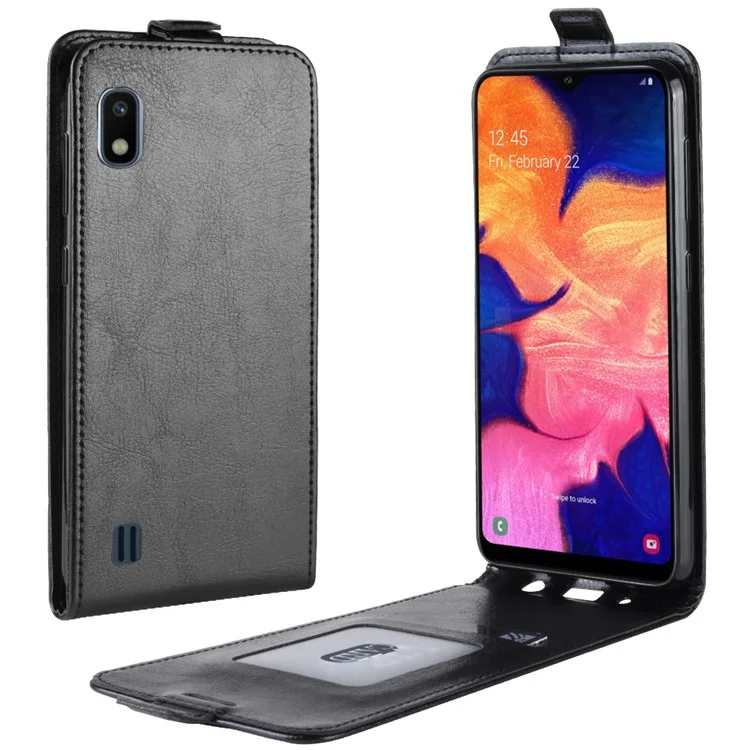 Crazy Horse Vertical Flip Leather Protective Case for Samsung Galaxy A10 - Black