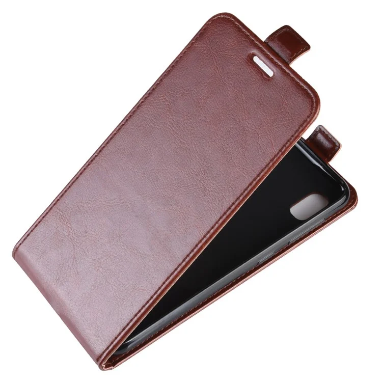 Crazy Horse Vertical Flip Leather Protective Case Pour Samsung Galaxy A10 - Brun