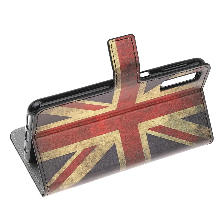 Estuche de Billetera de Cuero de Impresión de Patrones Para Samsung Galaxy A70 - Bandera Retro Del Reino Unido