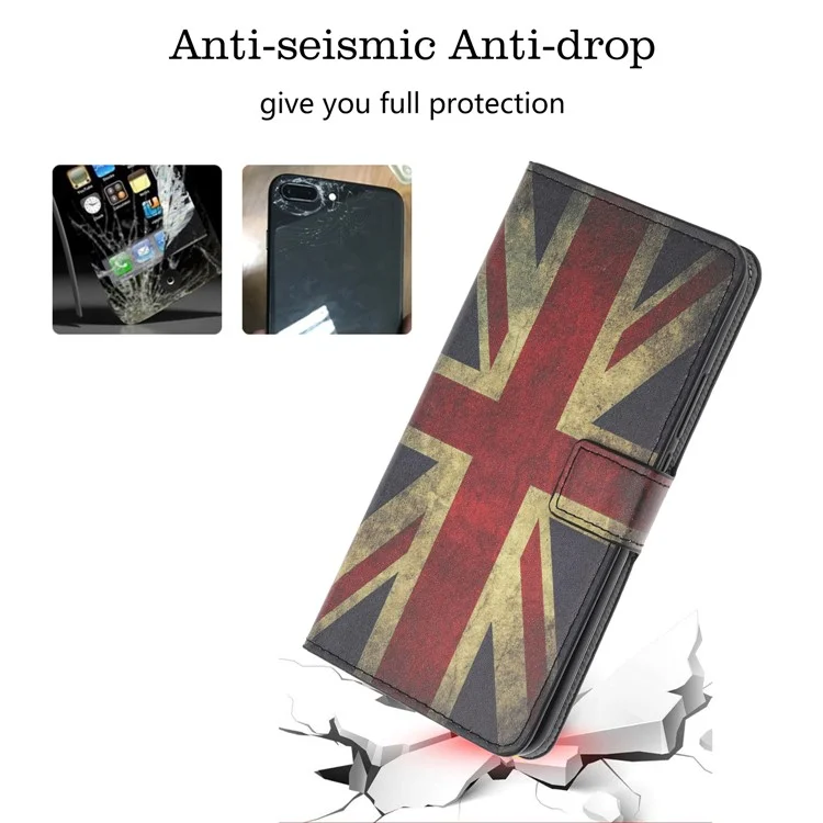 Estuche de Billetera de Cuero de Impresión de Patrones Para Samsung Galaxy A70 - Bandera Retro Del Reino Unido