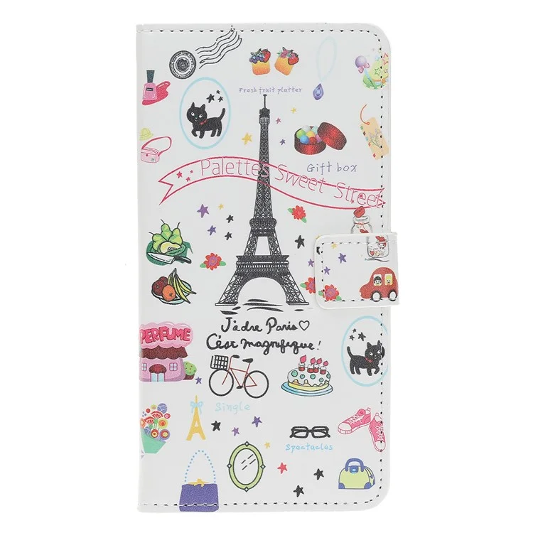 Padrão Printing Leather Stand Stand Caso Para Samsung Galaxy A40 - Torre Eiffel