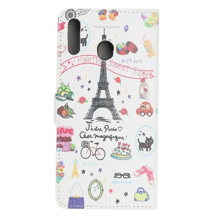 Padrão Printing Leather Stand Stand Caso Para Samsung Galaxy A40 - Torre Eiffel
