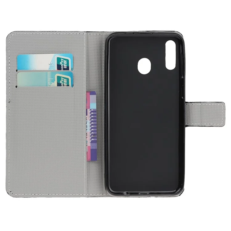 Padrão Printing Leather Stand Stand Caso Para Samsung Galaxy A40 - Torre Eiffel