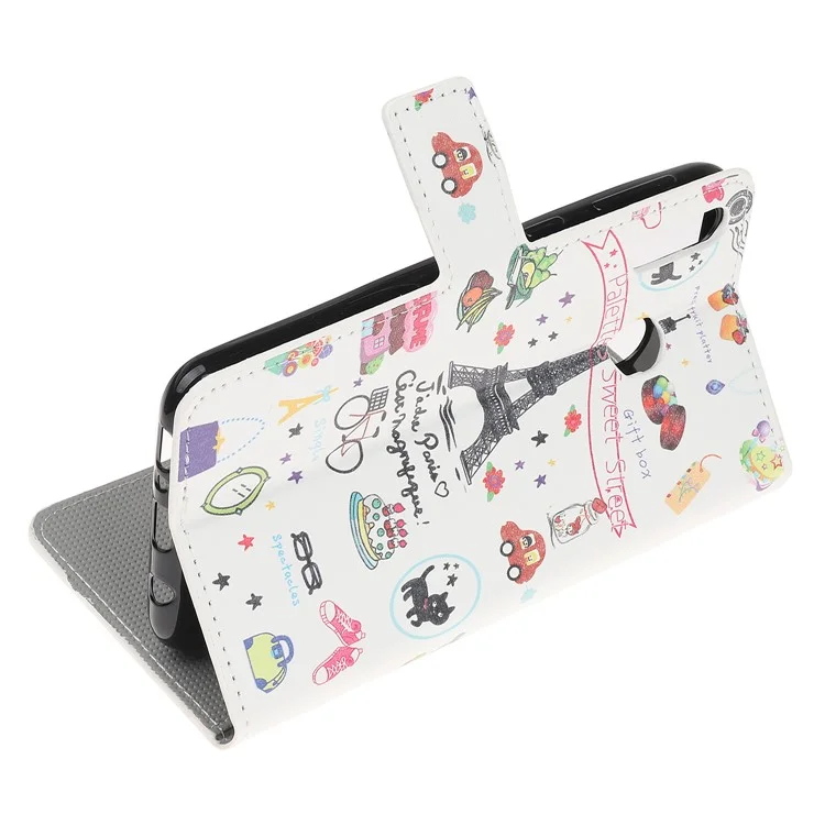 Padrão Printing Leather Stand Stand Caso Para Samsung Galaxy A40 - Torre Eiffel