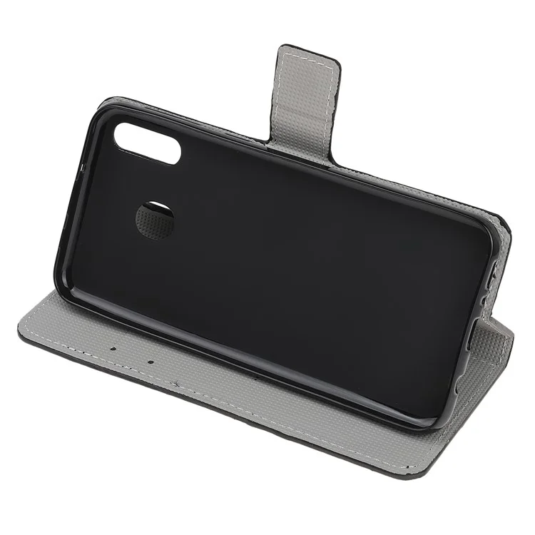 Padrão Printing Leather Stand Stand Caso Para Samsung Galaxy A40 - Torre Eiffel