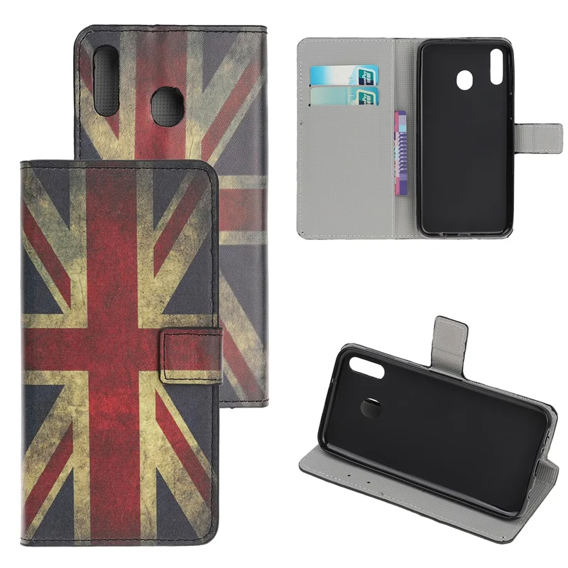 Pattern Printing Leather Wallet Stand Case for Samsung Galaxy A40 - Retro UK Flag