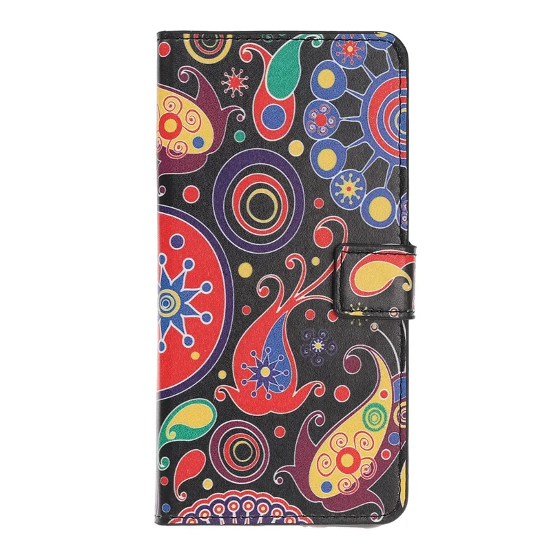 Pattern Printing Leather Wallet Stand Case for Samsung Galaxy A40 - Paisley Flower