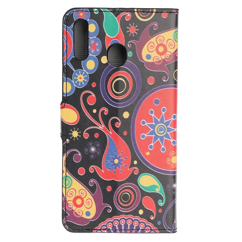 Pattern Printing Leather Wallet Stand Case for Samsung Galaxy A40 - Paisley Flower