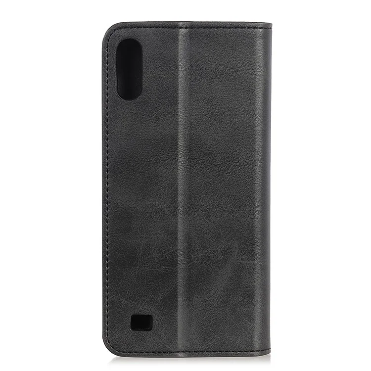Caso De Carteira De Couro Dividido Automático Para Samsung Galaxy A10 - Preto