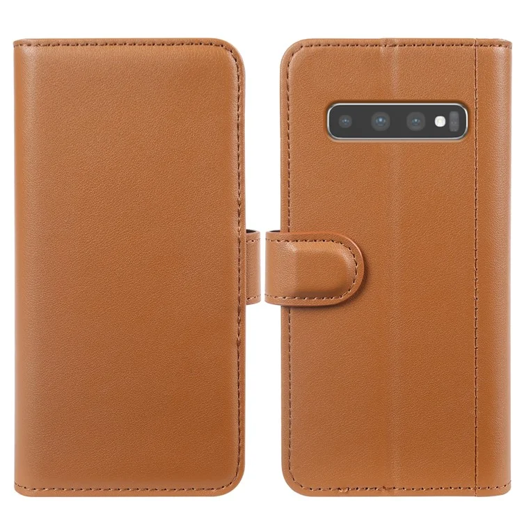 Per Samsung Galaxy S10 5G Custodie per telefoni Portafoglio in vera pelle spaccata Custodia per cellulare con supporto - Marrone chiaro