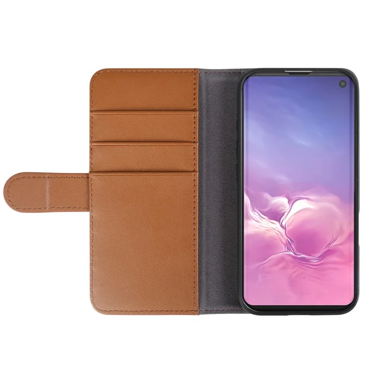 Per Samsung Galaxy S10 5G Custodie per telefoni Portafoglio in vera pelle spaccata Custodia per cellulare con supporto - Marrone chiaro