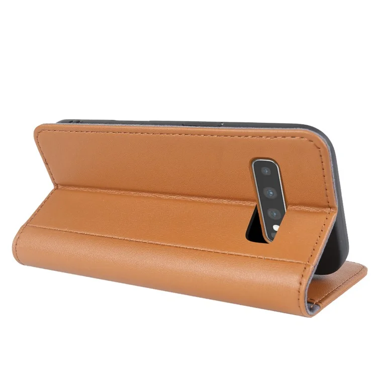 Per Samsung Galaxy S10 5G Custodie per telefoni Portafoglio in vera pelle spaccata Custodia per cellulare con supporto - Marrone chiaro