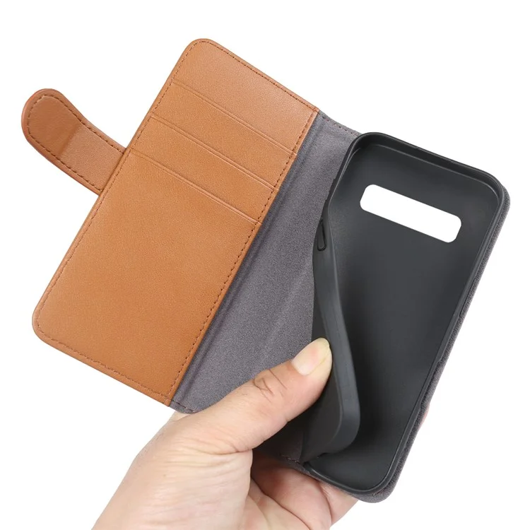 Per Samsung Galaxy S10 5G Custodie per telefoni Portafoglio in vera pelle spaccata Custodia per cellulare con supporto - Marrone chiaro