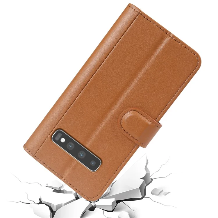 Per Samsung Galaxy S10 5G Custodie per telefoni Portafoglio in vera pelle spaccata Custodia per cellulare con supporto - Marrone chiaro