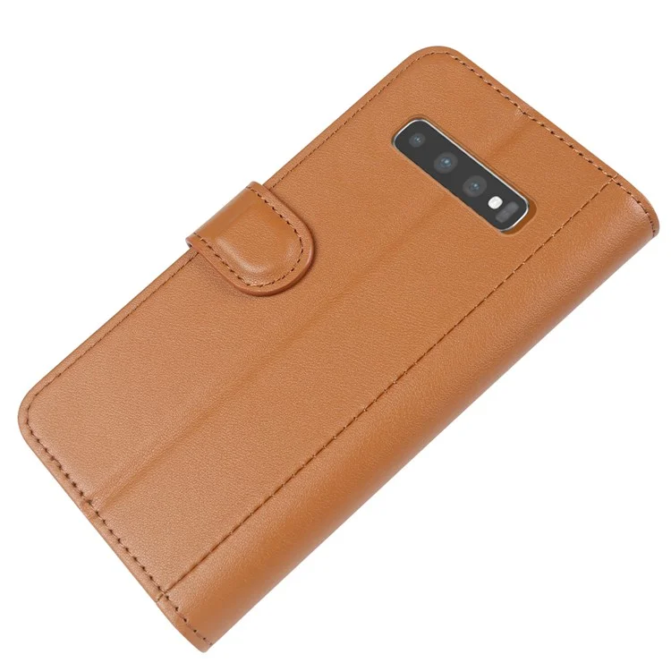 Per Samsung Galaxy S10 5G Custodie per telefoni Portafoglio in vera pelle spaccata Custodia per cellulare con supporto - Marrone chiaro