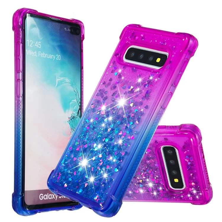 Capa de Telefone Anti-queda Quicksand TPU para Samsung S10 Plus - Roxo / Azul Escuro