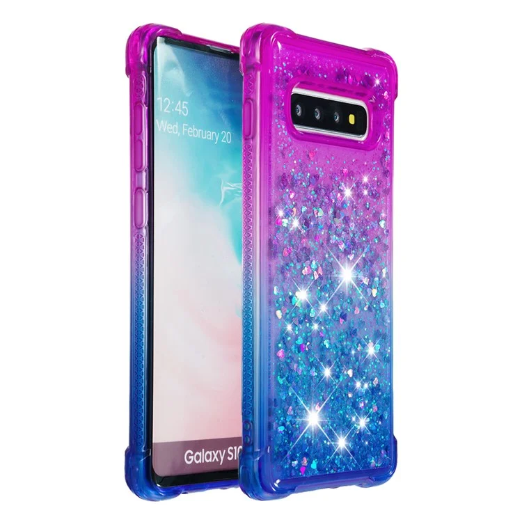 Capa de Telefone Anti-queda Quicksand TPU para Samsung S10 Plus - Roxo / Azul Escuro