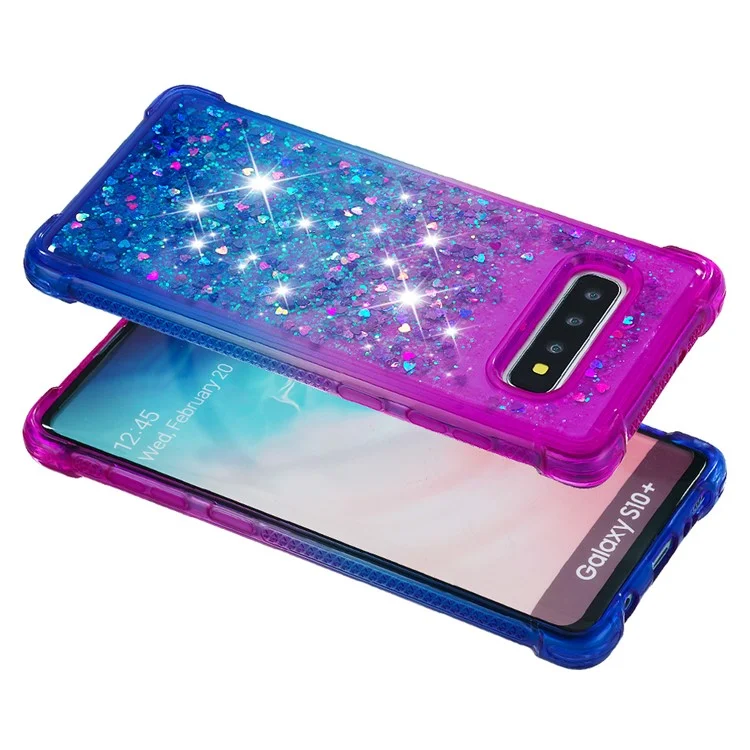 Capa de Telefone Anti-queda Quicksand TPU para Samsung S10 Plus - Roxo / Azul Escuro