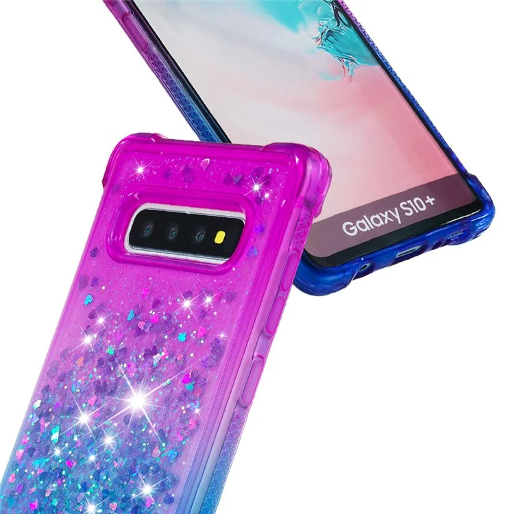 Capa de Telefone Anti-queda Quicksand TPU para Samsung S10 Plus - Roxo / Azul Escuro